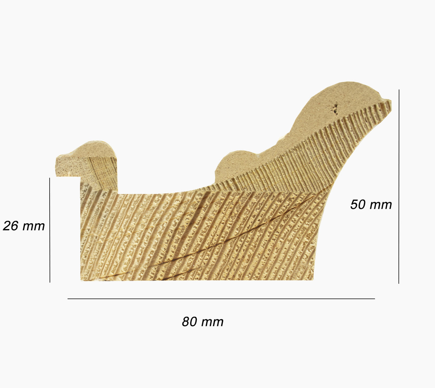 4480.602 silver leaf wooden frame with black groove, profile size 80x50 mm