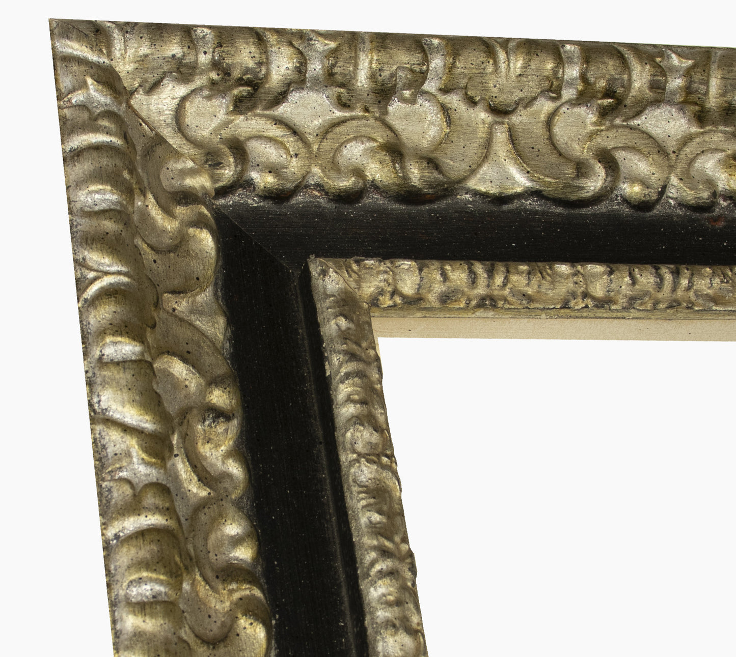 4480.602 silver leaf wooden frame with black groove, profile size 80x50 mm