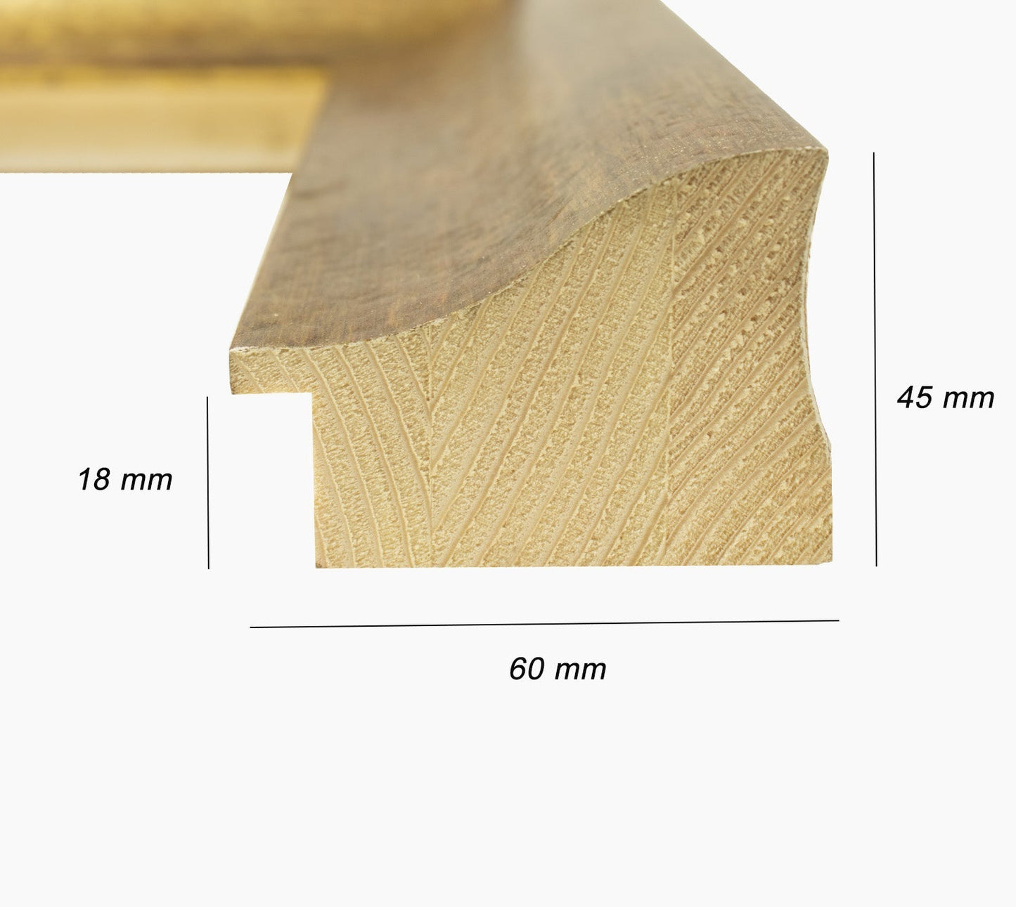 345.230 cadre en bois à la feuille d'or antique mesure de profil 60x45 mm Lombarda cornici S.n.c.