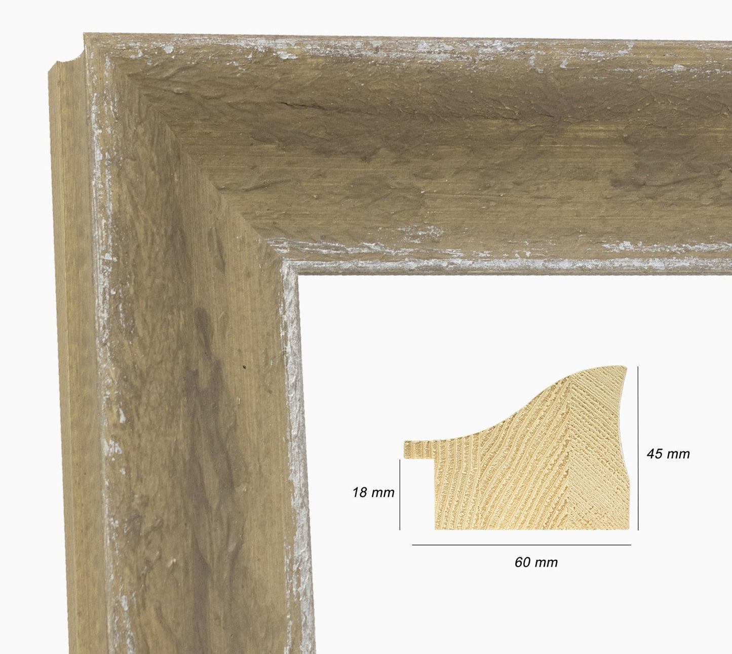 345.451 cadre en bois sable avec argent mesure de profil 60x45 mm Lombarda cornici S.n.c.