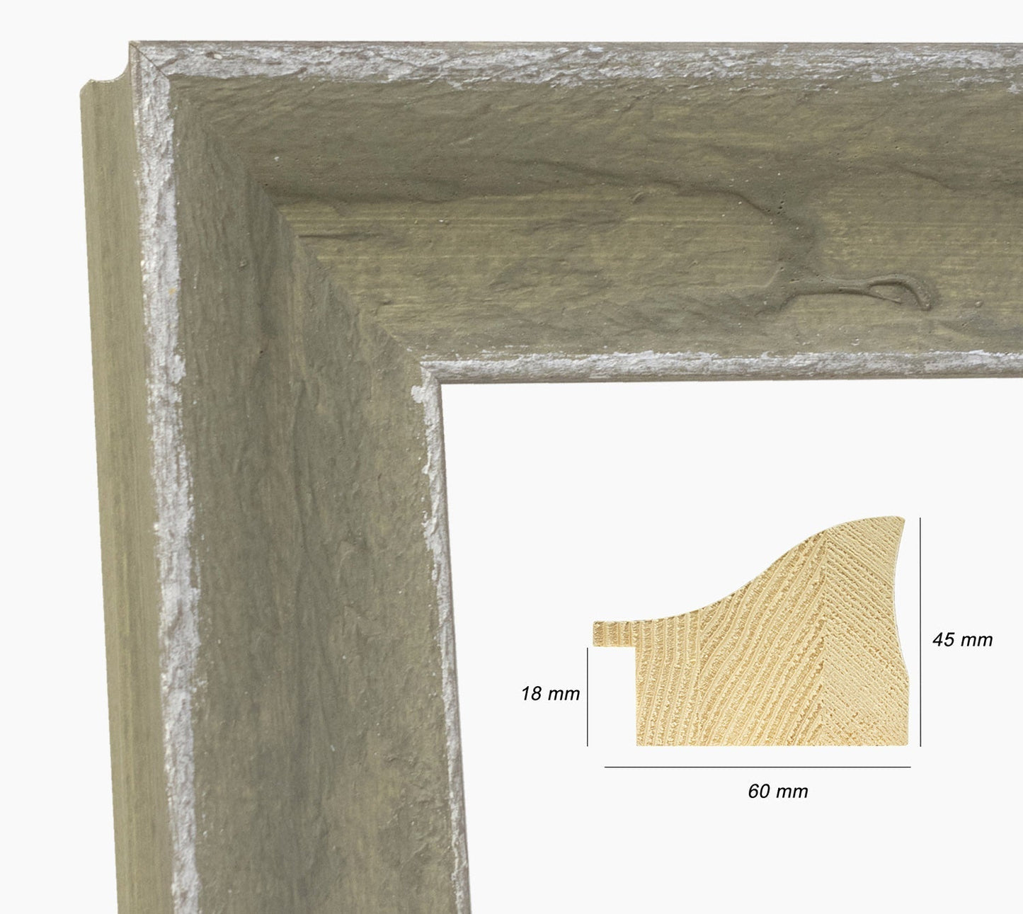 345.452 cadre en bois vert avec argent mesure de profil 60x45 mm Lombarda cornici S.n.c.