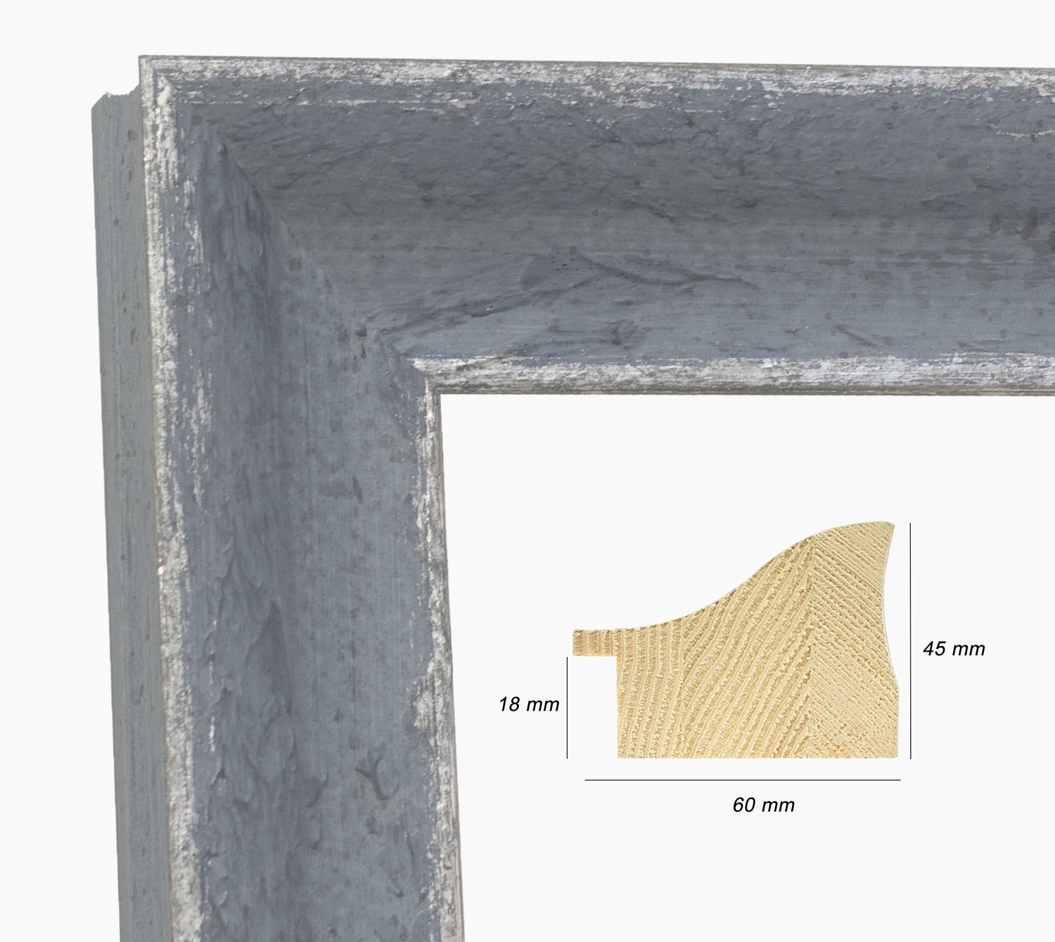 345.453 cornice in legno carta da zucchero e argento misura profilo 60 –  Lombarda cornici s.n.c.