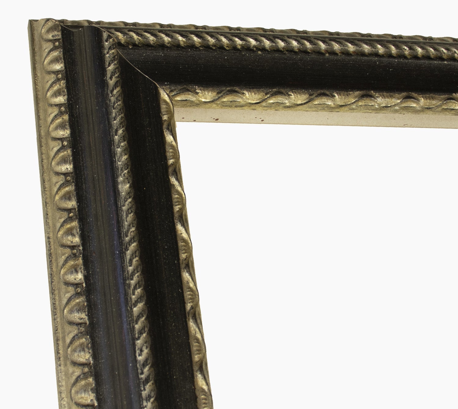 410.602 cornice in legno foglia argento gola nera misura profilo 60x40 –  Lombarda cornici s.n.c.