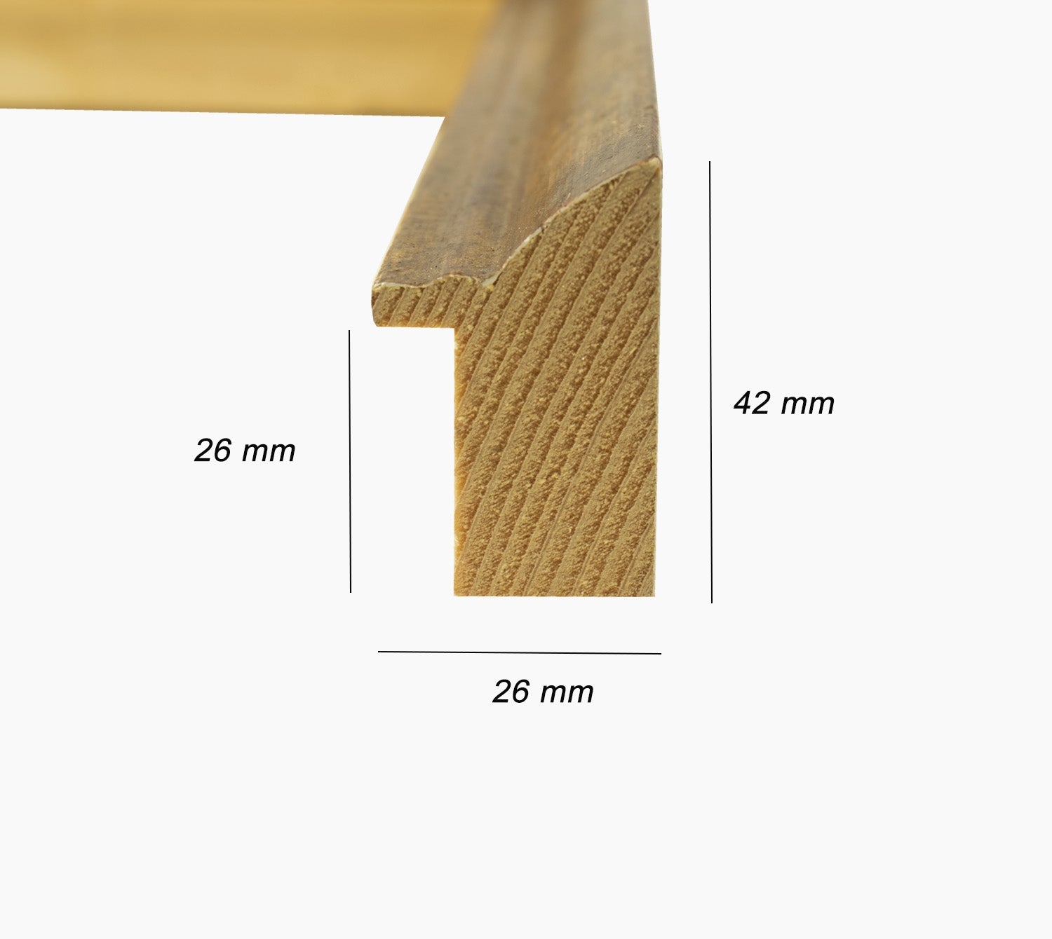 226.230 cadre en bois à la feuille d'or antique mesure de profil 42x26 mm Lombarda cornici