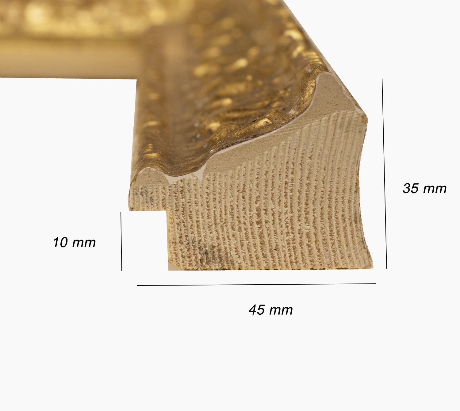 396.010 cornice in legno con profilo in foglia oro misure 45x35 mm Lombarda cornici