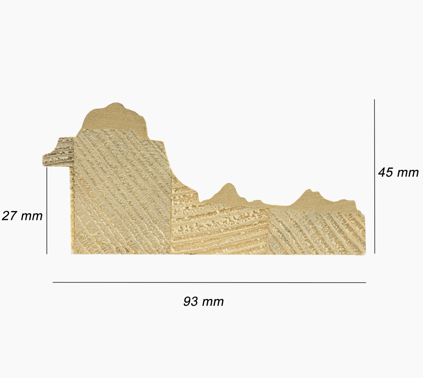 SM.793.920 cornice in legno bianco fondo marrone misure profilo 93x45 mm