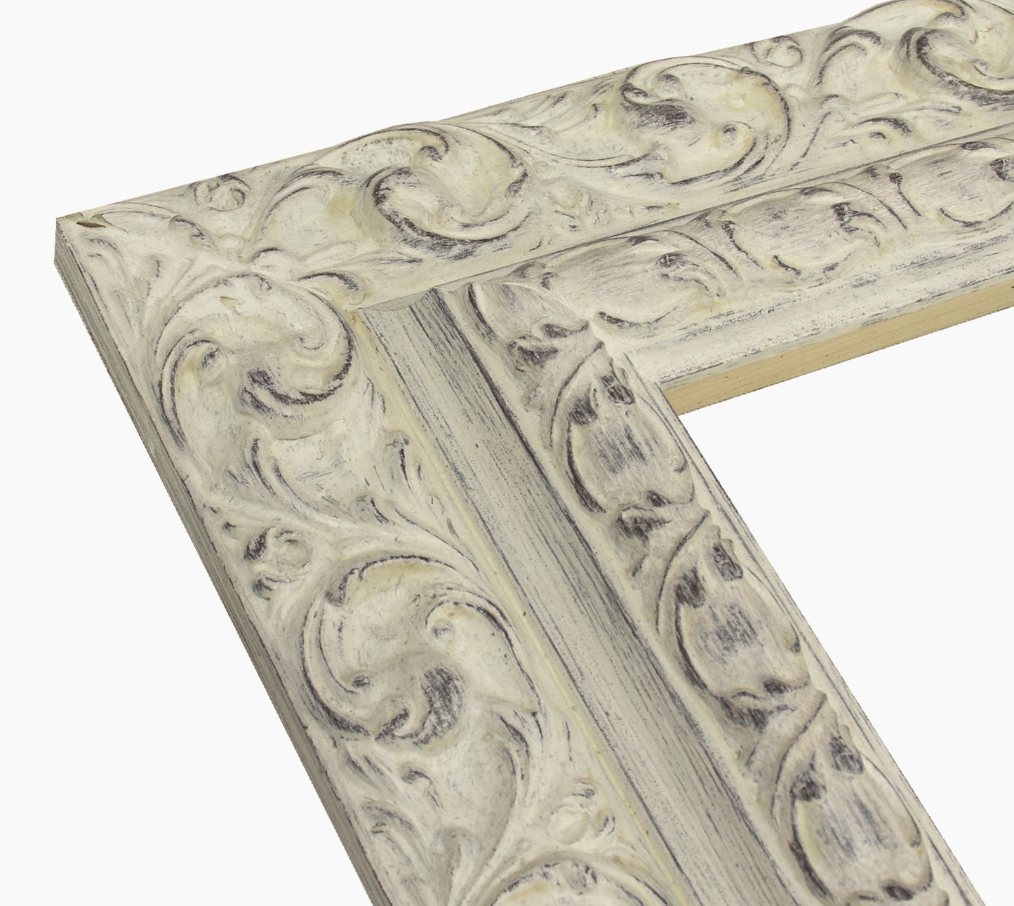 SM.793.920 cornice in legno bianco fondo marrone misure profilo 93x45 mm