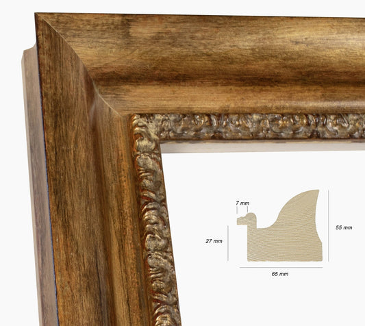 430.230 cadre en bois à la feuille d'or antique mesure de profil 65x55 mm Lombarda cornici S.n.c.