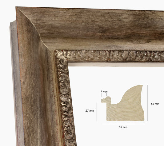 430.231 cadre en bois à la feuille d'argent antique mesure de profil 65x55 mm Lombarda cornici S.n.c.