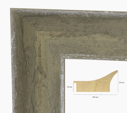 449.452 cadre en bois vert avec argent mesure de profil 100x50 mm Lombarda cornici S.n.c.