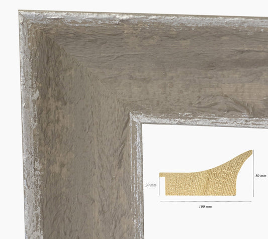 449.454 cadre en bois gris avec argent mesure de profil 100x50 mm Lombarda cornici S.n.c.