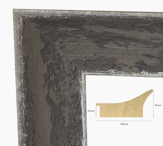 449.455 cadre en bois anthracite avec argent mesure de profil 100x50 mm Lombarda cornici S.n.c.