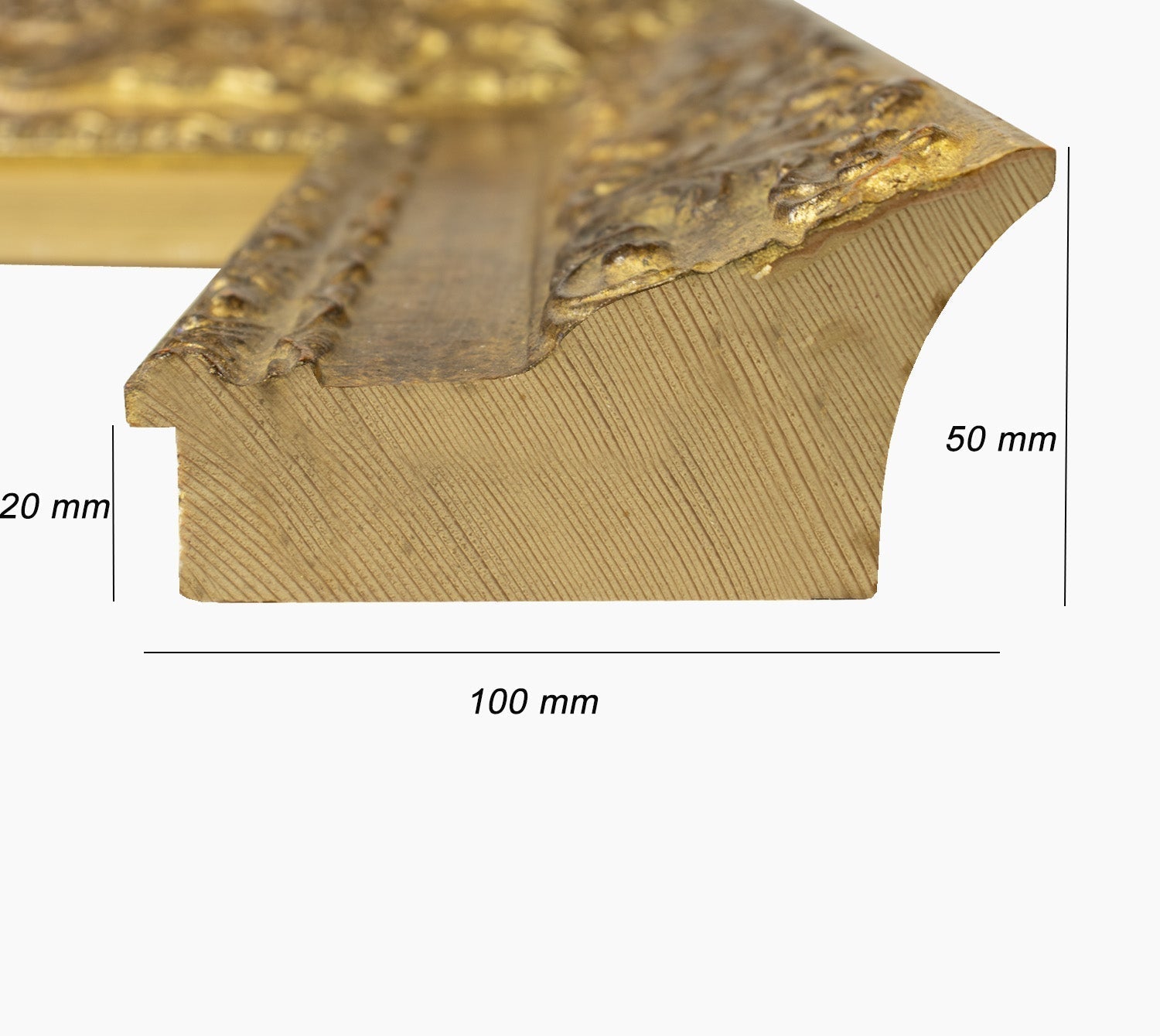 4900.230 cadre en bois à la feuille d'or antique mesure de profil 100x50 mm Lombarda cornici S.n.c.