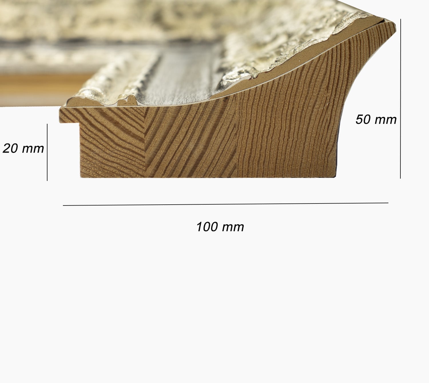 4900.602 cadre en bois à la feuille d' argent gorge noire mesure de profil 100x50 mm Lombarda cornici S.n.c.