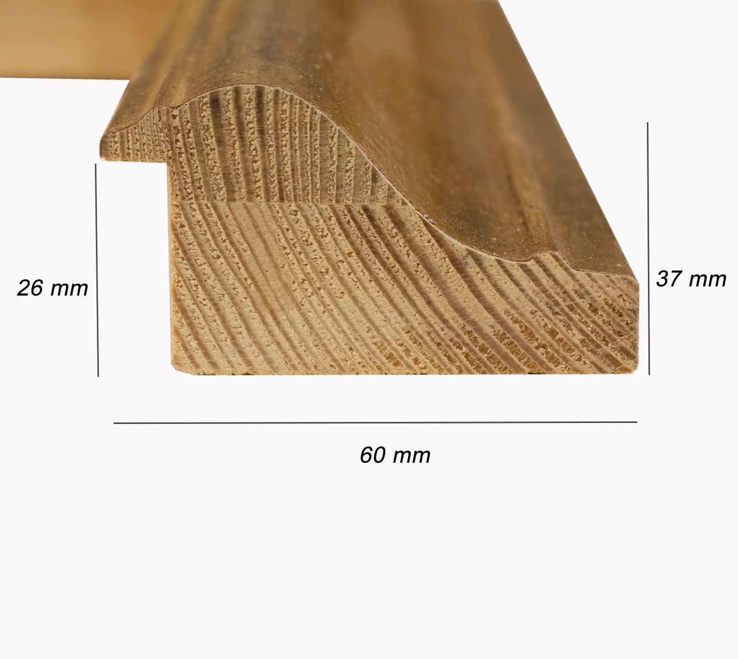 628.010 cadre en bois à la feuille d'or mesure de profil 60x37 mm Lombarda cornici S.n.c.