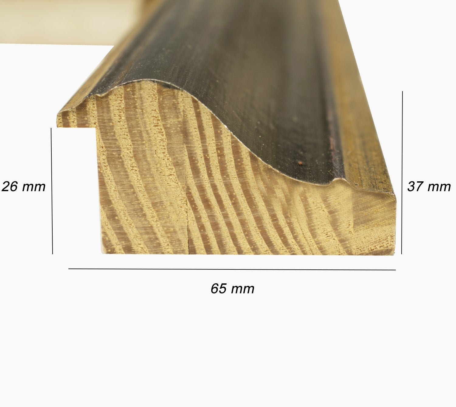 628.601 cadre en bois noir avec des fils d'or mesure de profil 60x37 mm Lombarda cornici S.n.c.