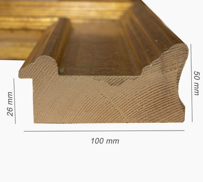 740.915 cadre en bois à fond ocre blanc mesure de profil 100x50 mm