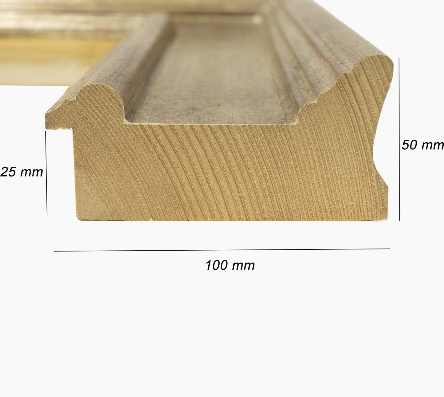 740.231 cadre en bois à la feuille d'argent antique mesure de profil 100x50 mm Lombarda cornici S.n.c.