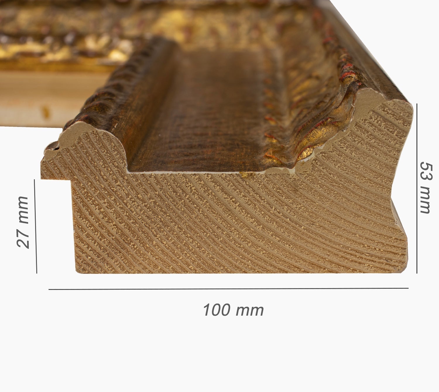 743.230 cadre en bois à la feuille d'or antique mesure de profil 100x53 mm Lombarda cornici S.n.c.