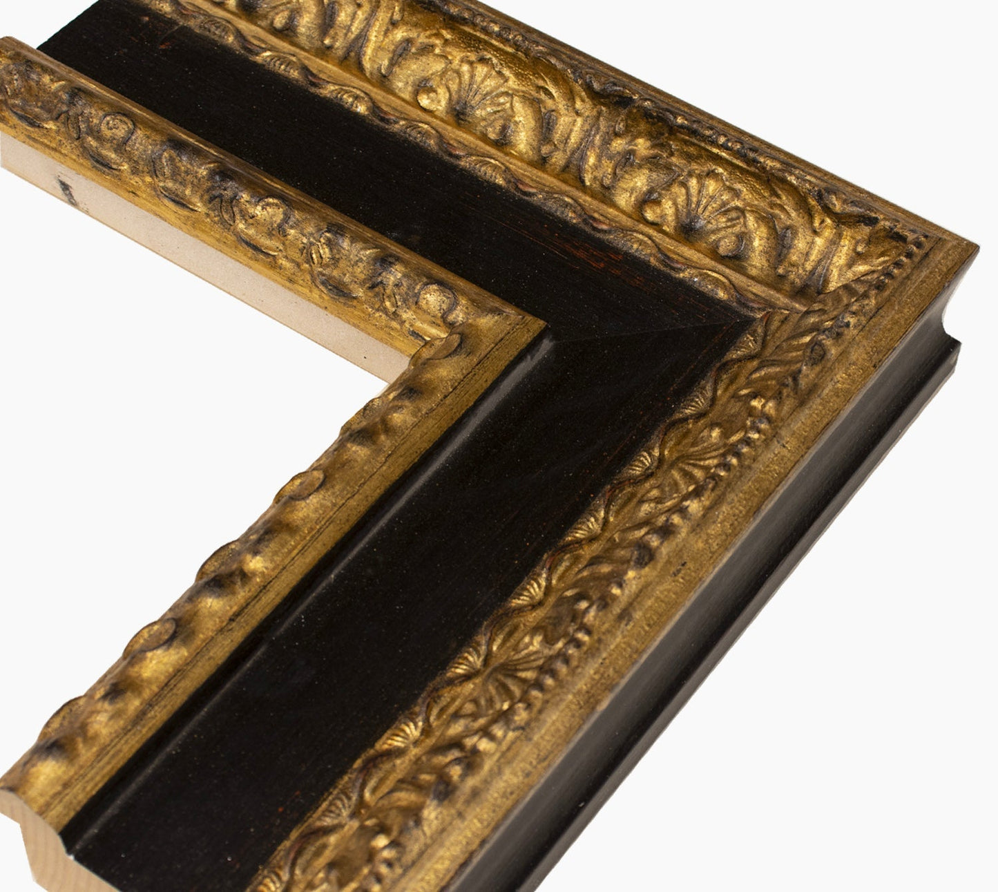 743.601 cadre en bois à la feuille d'or à gorge noire  mesure de profil 100x53 mm Lombarda cornici S.n.c.